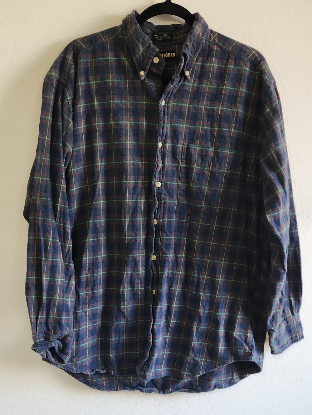 Vintage 90s Grunge Britches Heavyweight 100% Cotton Plaid Flannel Shirt Mens XL